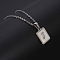 Rectangle Stainless Steel Pave Natural White Shell Pendant Necklaces, Stainless Steel Color, Letter J, 17.72 inch(45cm)