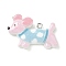 Opaque Resin Cute Dog Pendants, with Platinum Plated Iron Loops, Pink, 22.5x32x7mm, Hole: 1.8mm