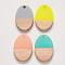 Resin & Wood Pendants, Waxed, Oval, Mixed Color, 23x15.5x3~4mm, Hole: 2mm