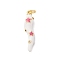 Brass Micro Pave Cubic Zirconia & Enamel Pendants, Horn of Plenty/Italian Horn Cornicello with Star Charms, with Jump Ring, Cadmium Free & Lead Free, Rack Plating, Long-Lasting Plated, White, 23.5x5.5x5.5mm, Hole: 3.5mm