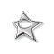 316 Surgical Stainless Steel Pendants, Star Charm, Stainless Steel Color, 19x20x2.5mm, Hole: 4.8x7mm