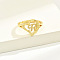 Brass Alphabet Adjustable Rings for Women, Cadmium Free & Nickel Free & Lead Free, with Heart, Letter R, 17mm, US Size 6 1/4(16.7mm)