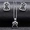 201 Stainless Steel Enamel Angel Stud Earrings & Pendant Necklace Set for Women, Stainless Steel Color, 498mm
