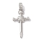 Rack Plating Brass & Cubic Zirconia Pendants, Cadmium Free & Lead Free, Long-Lasting Plated, Cross, with Jump Ring, Platinum, 35x18x5mm, Hole: 5x7mm