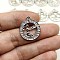 Constellation Themes Alloy Rhinestone Pendants, Flat Round Charms, Silver, Virgo, 24x21mm