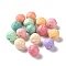 Spray Painted ABS Plastic Beads, Rubberized Style, Round with Rose Pattern, Mixed Color, 16x14.5mm, Hole: 2mm, about 275pcs/500g