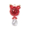 Natural Carnelian(Dyed & Heated) & Handmade Glass Seed Beaded Cat Shape Pendants, with Jump Ring, 28.5x15x8mm, Hole: 3mm