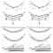 8Pcs 4 Style Alloy Shoe Chain Straps, with Lobster Claw Clasp, for High Top Canvas Sneaker, Platinum, 124~144mm, 2pcs/style