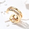Brass Clear Cubic Zirconia Cuff Earrings, Two-layer C-Shaped, Golden, 5.5x11.5x13mm