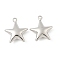 Star Brass Pendants, Rack Plating, Long-Lasting Plated, Cadmium Free & Lead Free, Platinum, 22.5x19.5x6mm, Hole: 1.8mm