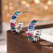 Platinum Rhodium Plated Sterling Silver Micro Pave Cubic Zirconia Ring Stud Earrings, Half Hoop Earrings, Colorful, 13x4mm