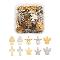 100Pcs 10 Style 2 Colors 304 Stainless Steel Pendants, Laser Cut, Mixed Shapes, Golden & Stainless Steel Color, 19x12x1mm, Hole: 1.2mm, 10pcs/color