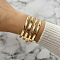 4Pcs 6 Styles Alloy Bangles, Stackable Bangle Set for Women, Golden, Diameter: 67~71mm