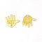 Tibetan Style Alloy Charms, Cadmium Free & Lead Free, Hand Palm with Word Hand Made, Golden, 12.5x13x1mm, Hole: 1mm