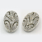Brass Cubic Zirconia Beads, Oval, Platinum, 15x10x8mm, Hole: 1mm