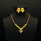 Brass Pendant Necklaces & Stud Earrings for Women, Golden, Flower, 18mm & 450mm