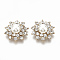 Alloy Cabochons, with Rhinestone and ABS Plastic Imitation Pearl, Flower, Golden, Crystal, 25x24x10.5mm