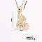 Elegant Brass Pave Clear Cubic Zirconia Bear Pendant Necklaces for Women, Hip-hop Cute Fashion Jewelry, Golden, 15.75 inch(400mm)