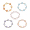 5Pcs 5 Color Glass Plum Blossom & Imitation Pearl Beaded Stretch Bracelets Set, Stackable Bracelets for Girls, Mixed Color, Inner Diameter: 1-7/8 inch(4.7cm), 1Pc/color