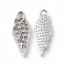 Alloy Pendants, with Crystal Rhinestone, Wing Charm, Platinum, 20x7x2.5mm, Hole: 1.8mm