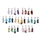 28Pcs 28 Styles Natural Mixed Gemstone Chip Pendants, with 304 Stainless Steel Snap on Bails, Stainless Steel Color, 27.5~34.5x5~9x4.5~9mm, Hole: 6x3mm, 1pc/style