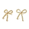 Rack Plating Brass Micro Pave Clear Cubic Zirconia Bowknot Stud Earrings for Women, with Glass Pearl Beads, Cadmium Free & Lead Free, Long-Lasting Plated, Real 18K Gold Plated, 25.5x25mm