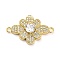 Brass Clear Cubic Zirconia Flower Connector Charms, Rack Plating, Long-Lasting Plated, Lead Free & Cadmium Free, Real 18K Gold Plated, 16x25x4mm, Hole: 1.6mm