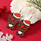Cute Christmas Reindeer Acrylic Dangle Earrings, Platinum, Brown