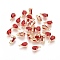 Real 18K Gold Plated Brass Charms, Cadmium Free & Nickel Free & Lead Free, with Cubic Zirconia, Teardrop, Red, 8.5x5.5x3.5mm, Hole: 1mm