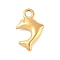 304 Stainless Steel Charms, Ion Plating(IP), Real 14K Gold Plated, Dolphin, 9.5x6x1.5mm, Hole: 1.2mm