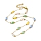 304 Stainless Steel with Glass Necklaces, Colorful Star and Rectangle for Women, Golden, 15.28 inch(38.8cm)
