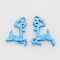 Electrophoresis Alloy Pendants, Christmas Reindeer/Stag, Light Sky Blue, 19x15x2mm, Hole: 2mm