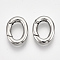 Non-Tarnish 304 Stainless Steel Spring Gate Rings, Oval Rings, Stainless Steel Color, 15.5x11.5x3mm, Inner Diameter: 10x6mm