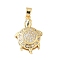 Brass Micro Pave Cubic Zirconia Pendants, Cadmium Free & Nickel Free & Lead Free, Tortoise, Real 18K Gold Plated, 26x18x8mm, Hole: 6x3.5mm