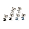 Enamel Crescent Moon with Star Stud Earrings with 316 Surgical Stainless Steel Pins, Stainless Steel Color Plated 304 Stainless Steel Jewelry for Women, Mixed Color, 6x5mm, Pin: 0.8mm