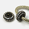 Brass Cubic Zirconia Beads, Rondelle, Gunmetal, 10.3x5mm, Hole: 3.5mm