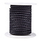 Braided Cowhide Leather Cord, Leather Rope String for Bracelets, with Cotton Thread inside, Dark Violet, 3mm, about 8.74 yards(8m)/roll
