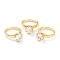 Dual-use Items, Brass Micro Pave Clear Cubic Zirconia Finger Rings or Charms, Solitaire Ring, Flower, Golden, 15x12x6mm, Inner Diameter: 9.5mm