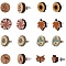 Natural Wood Stud Earrings, with Stainless Steel Stud Earring Findings and Ear Nuts, Mixed Shapes, Bisque, 7pairs/box