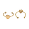 304 Stainless Steel Open Cuff Finger Ring Finding, Pad Ring Settings, 201 Stainless Steel Balls, Light Gold, Tray: 8mm, US Size 7 3/4(17.9mm), 1.5~3mm