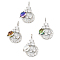 Brass Clear Cubic Zirconia Glass Pendants, Long-Lasting Plated, Lead Free & Cadmium Free, Moon, Real Platinum Plated, Mixed Color, 23x15x6mm, Hole: 2x3.5mm