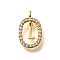 Brass Micro Pave Cubic Zirconia Pendants, Cadmium Free & Nickel Free & Lead Free, Real 18K Gold Plated, Oval with Letter Charms, Letter L, 18.5x11x3.5mm, Hole: 2x1.5mm