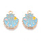Marine Animals Alloy Enamel Pendants, Light Gold, Shell Shape, 19.1x14.9x1.1mm, Hole: 1.8mm