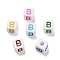 Opaque Acrylic Beads, Enamel Style, Cube with Letter, Letter B, 10x9.5x9mm, Hole: 3.8mm, about 560pcs/500g