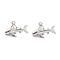 Brass Pendants, with Jump Ring, Long-Lasting Plated, Shark Shape, Real Platinum Plated, 13x20x5.5mm, Jump Ring: 5x1mm, 3.5mm Inner Diameter 