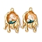 Light Gold Tone Alloy Enamel Pendants, Melting with Conch Shape, with ABS Imitation Pearl, Rack Plating, Floral White, 27.5x17x5.5mm, Hole: 1.5mm