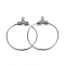 Tarnish Resistant 304 Stainless Steel Pendants, Hoop Earring Findings, Ring, Stainless Steel Color, 29~30x26.5x1.5mm, 21 Gauge, Hole: 1mm, Inner Size: 22x25mm, Pin: 0.7mm