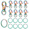 10Pcs Alloy Swivel Clasps, with 10Pcs Ion Plating(IP) 304 Stainless Steel Split Key Rings, Rainbow Color, Clasps: 31x17.5x6mm, Hole: 8.5x5mm; Key Rings: 25x2mm