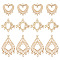 12Pcs 3 Style Brass Chandelier Components,  Nickel Free, Mixed Shape, Real 18K Gold Plated, 20~35.5x18.5~22x1.5mm, Hole: 1~1.6mm, 4pcs/style