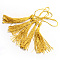 Polyester Tassel Decorations, Pendant Decorations, Gold, 130x6mm, Tassel: 70~90mm